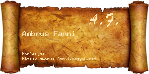 Ambrus Fanni névjegykártya
